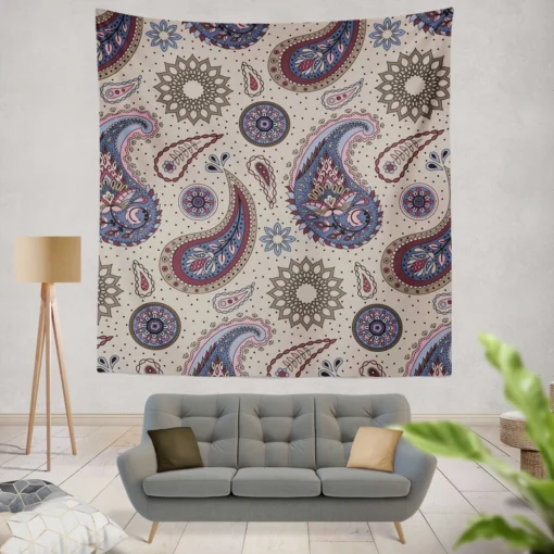 Aesthetic Beautiful Purple Paisley Wall Tapestry