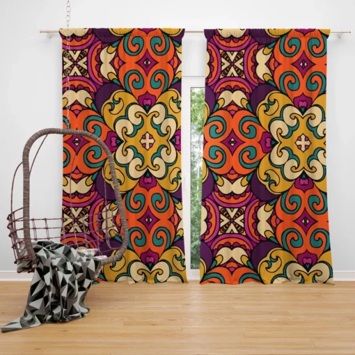 African Falk Art Pattern Curtain