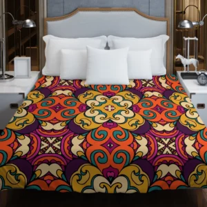 African Falk Art Pattern Duvet Cover