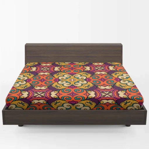 African Falk Art Pattern Fitted Sheet 1