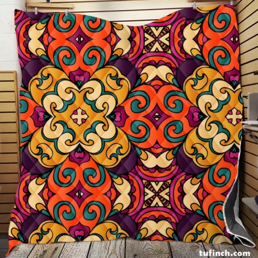 African Falk Art Pattern Quilt Blanket