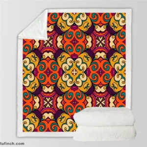 African Falk Art Pattern Sherpa Fleece Blanket