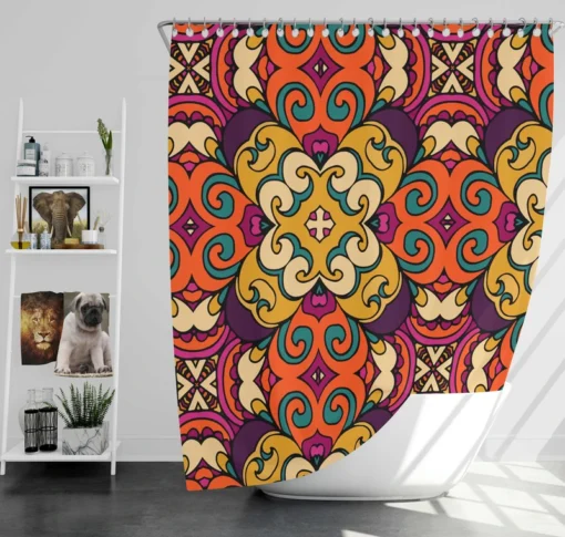 African Falk Art Pattern Shower Curtain