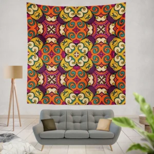 African Falk Art Pattern Wall Tapestry