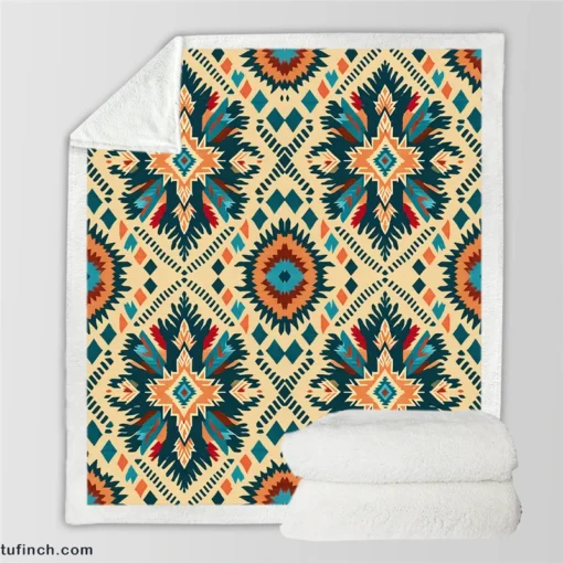 African Ikat Design Sherpa Fleece Blanket