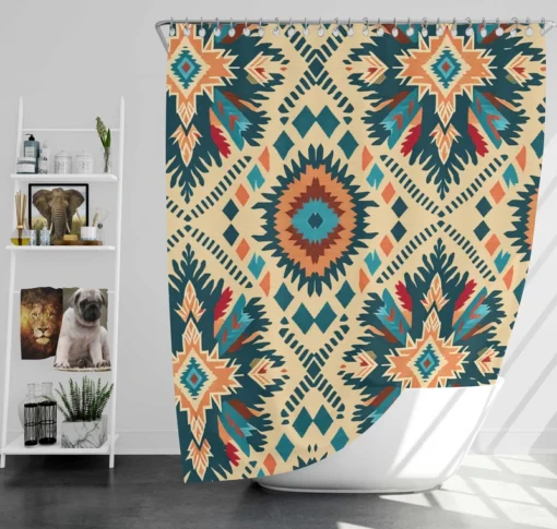 African Ikat Design Shower Curtain