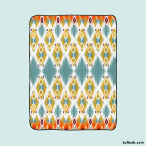 African Ikat Geometric Fleece Blanket 1