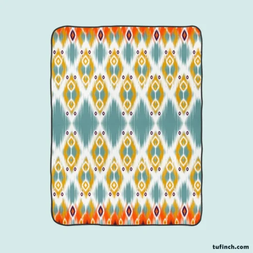 African Ikat Geometric Fleece Blanket 1