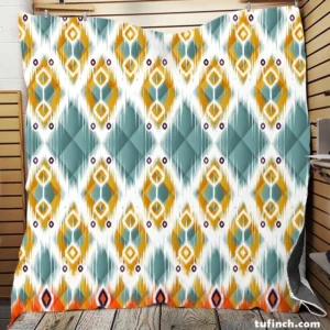 African Ikat Geometric Quilt Blanket