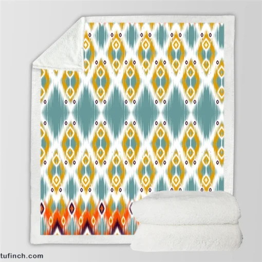 African Ikat Geometric Sherpa Fleece Blanket