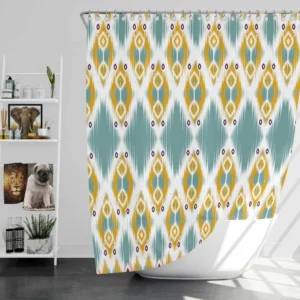 African Ikat Geometric Shower Curtain