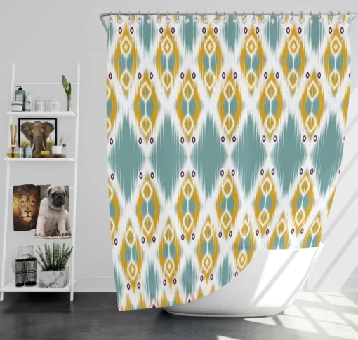 African Ikat Geometric Shower Curtain