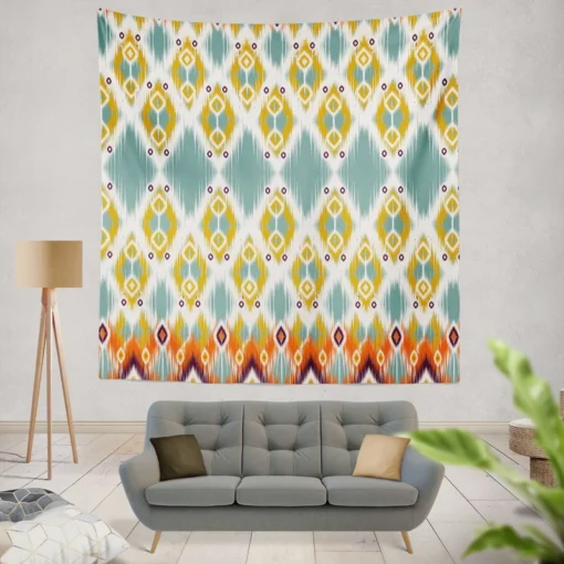 African Ikat Geometric Wall Tapestry