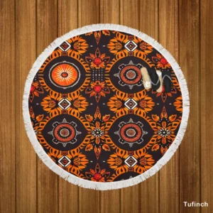 African Tribal Design Round Beach Towel