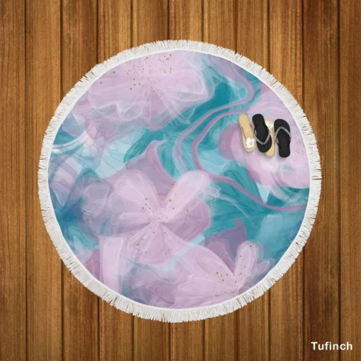 Alcohol Inks Vector Design Round Beach Towel