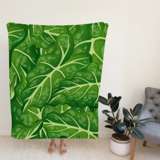 Alocasia Leave Pattern Fleece Blanket