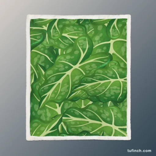 Alocasia Leave Pattern Sherpa Fleece Blanket 1