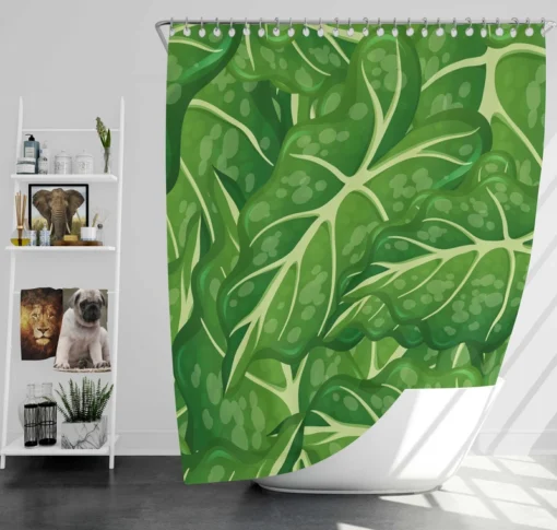 Alocasia Leave Pattern Shower Curtain