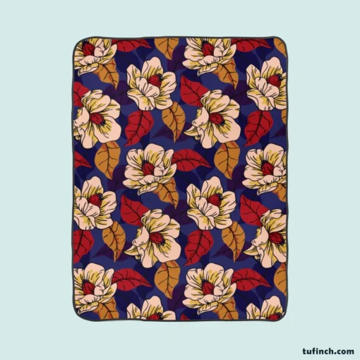 Amaryllis Floral Pattern Fleece Blanket 1