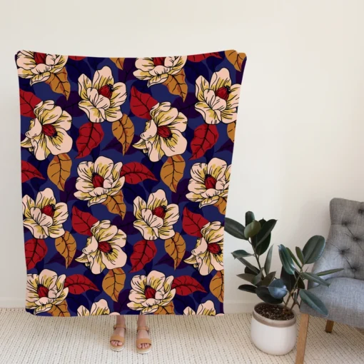 Amaryllis Floral Pattern Fleece Blanket