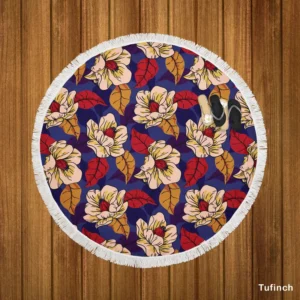 Amaryllis Floral Pattern Round Beach Towel