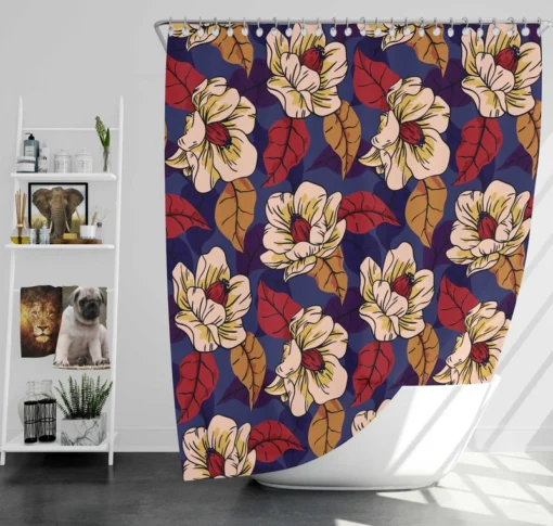 Amaryllis Floral Pattern Shower Curtain