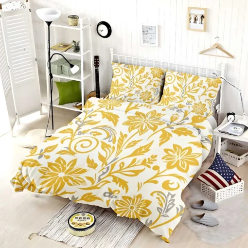 Amazing Yellow Flowers Pattern Bedding Set