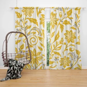 Amazing Yellow Flowers Pattern Curtain