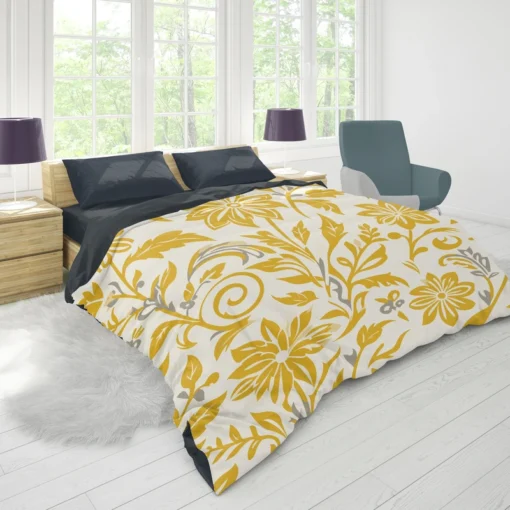 Amazing Yellow Flowers Pattern Duvet Cover 1