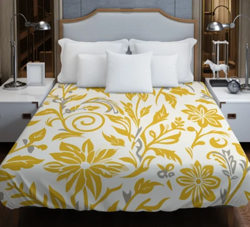 Amazing Yellow Flowers Pattern Duvet Cover