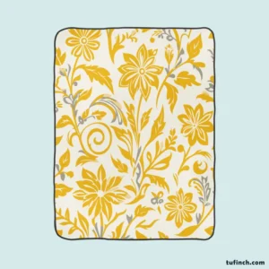 Amazing Yellow Flowers Pattern Fleece Blanket 1