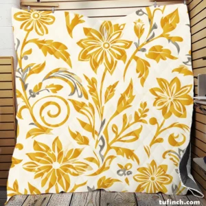 Amazing Yellow Flowers Pattern Quilt Blanket