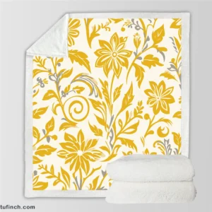 Amazing Yellow Flowers Pattern Sherpa Fleece Blanket