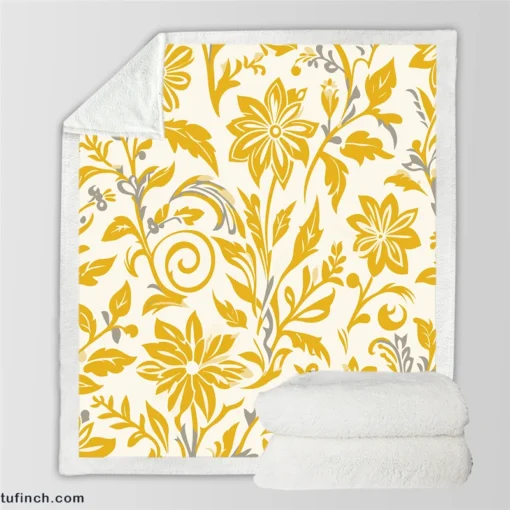 Amazing Yellow Flowers Pattern Sherpa Fleece Blanket