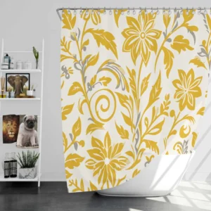 Amazing Yellow Flowers Pattern Shower Curtain