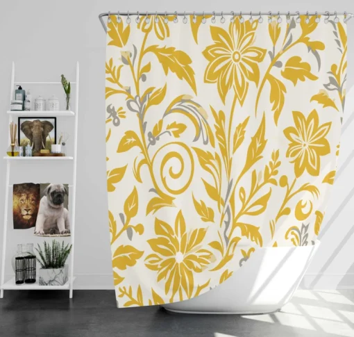 Amazing Yellow Flowers Pattern Shower Curtain