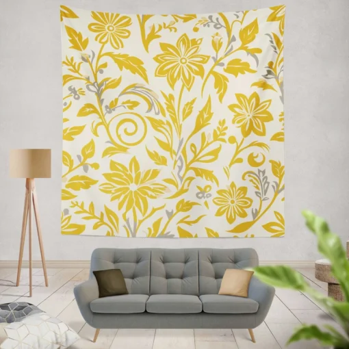 Amazing Yellow Flowers Pattern Wall Tapestry