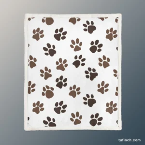 Animal Footprints Pattern Sherpa Fleece Blanket 1