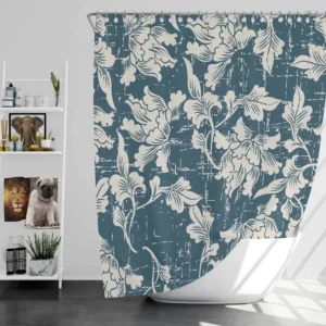 Antique White Flower Toile Shower Curtain