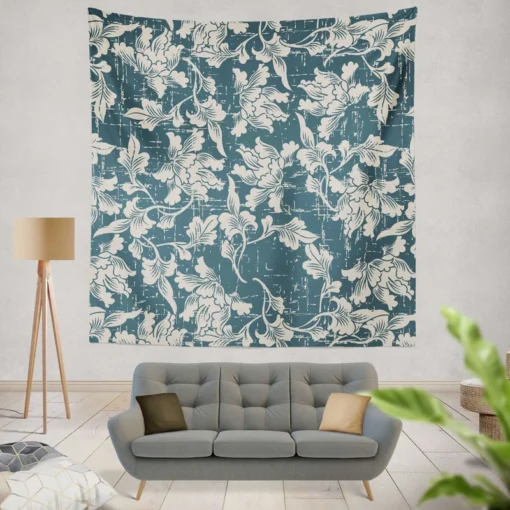 Antique White Flower Toile Wall Tapestry