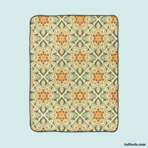 Arabesque Floral Pattern Fleece Blanket 1