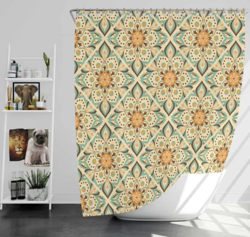 Arabesque Floral Pattern Shower Curtain