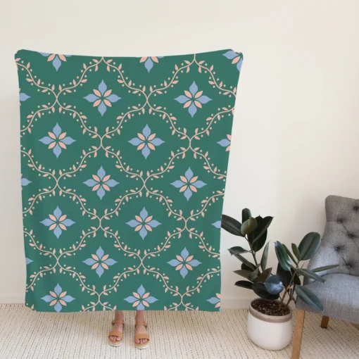 Arabian Vintage Ikat Design Fleece Blanket