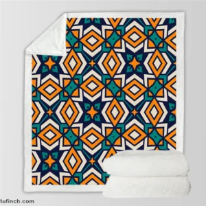 Arabic Colorful Geometric Design Sherpa Fleece Blanket