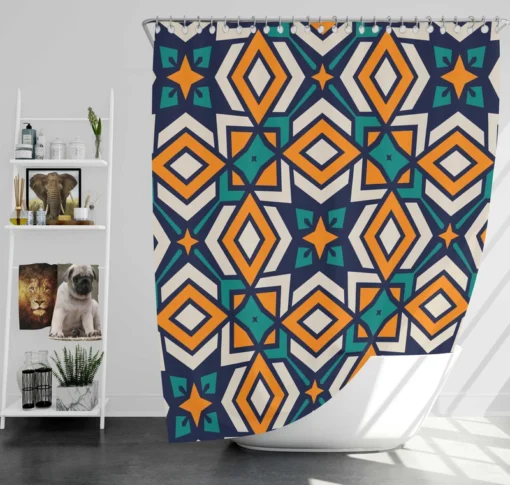 Arabic Colorful Geometric Design Shower Curtain