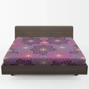 Arabic Geometric Purple Gold Gradient Fitted Sheet 1