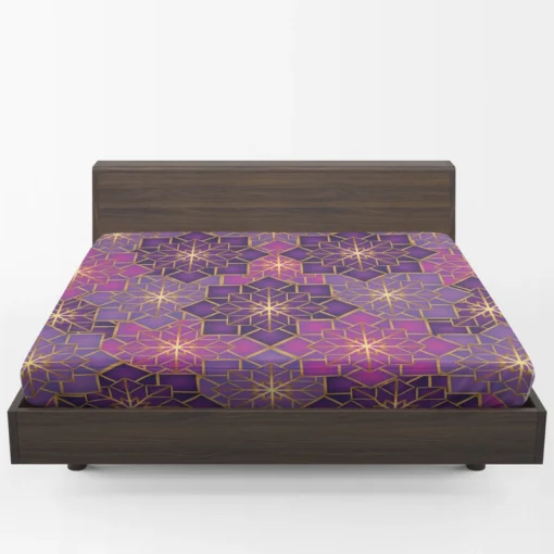 Arabic Geometric Purple Gold Gradient Fitted Sheet 1