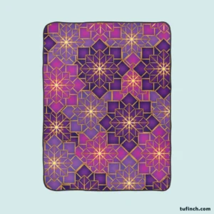 Arabic Geometric Purple Gold Gradient Fleece Blanket 1