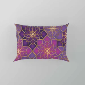 Arabic Geometric Purple Gold Gradient Pillow Case