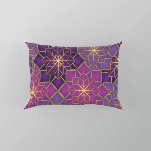 Arabic Geometric Purple Gold Gradient Pillow Case